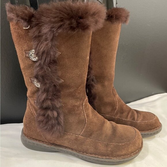 Minnetonka Women's Brown Leather shoes/Mid Calf Boots Size 8 SKU 5605 - Picture 1 of 11